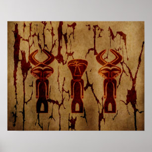 Abstracte Afrikaanse stam oude tekenkunst Poster