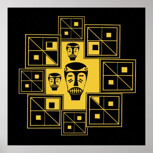 Abstracte Afrikaanse stamkunst Poster (Voorkant)