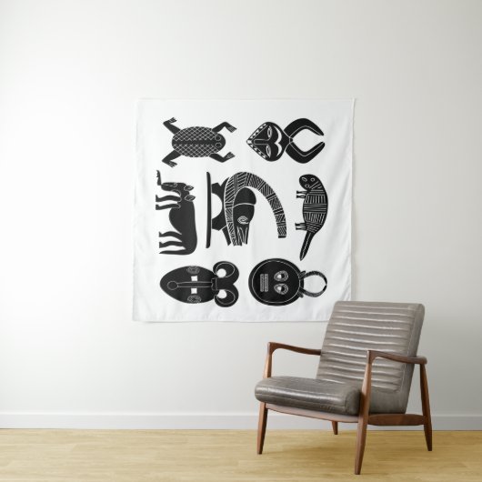 Abstracte Afrikaanse stamkunst Wandkleed (In Situ (horizontaal))