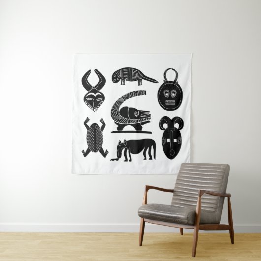 Abstracte Afrikaanse stamkunst Wandkleed (In situ)