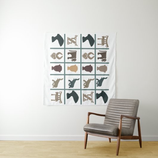 Abstracte Afrikaanse stamkunst Wandkleed (In Situ (horizontaal))