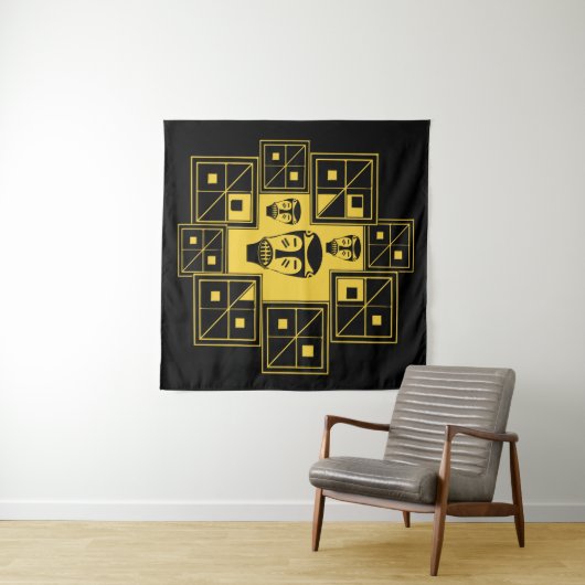 Abstracte Afrikaanse stamkunst Wandkleed (In Situ (horizontaal))