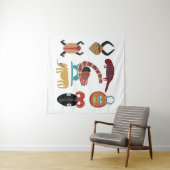 Abstracte Afrikaanse stamornamenten kunst Wandkleed (In Situ (horizontaal))