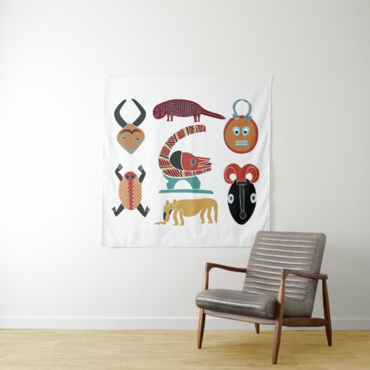 Abstracte Afrikaanse stamornamenten kunst Wandkleed (In situ)