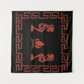 Abstracte Afrikaanse stamritueel scène kunst Wandkleed (Voorkant (horizontaal))