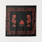 Abstracte Afrikaanse stamritueel scène kunst Wandkleed (Voorkant)
