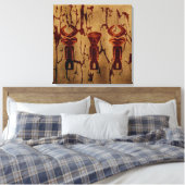 Abstracte Afrikaanse tribale primitieve tekenkunst Canvas Afdruk (Insitu (Slaapkamer))