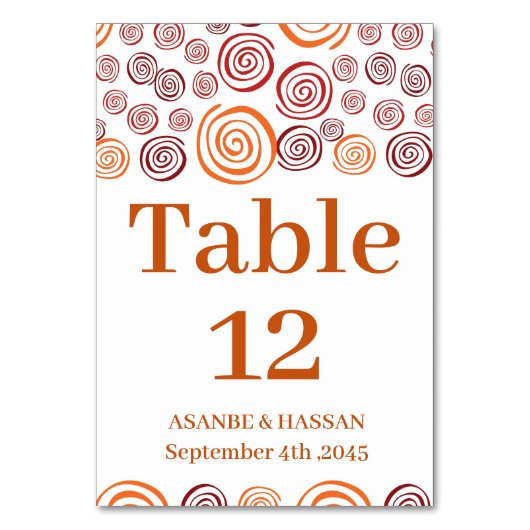 Abstracte Afrikaanse Vorm Huwelijks Tafel Nummerka Kaart (Voorkant)