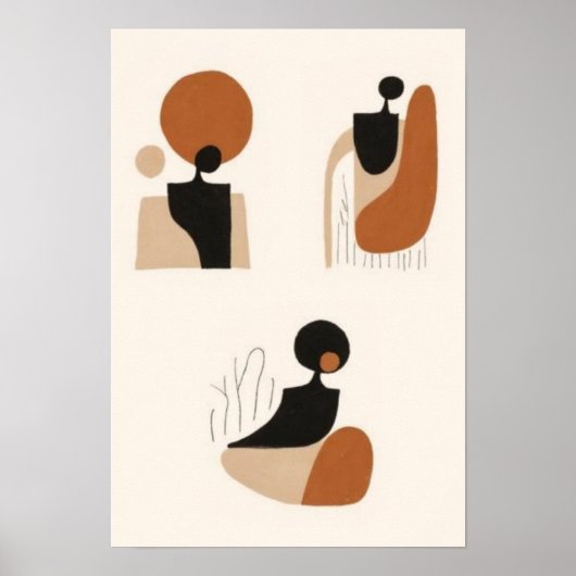 Abstracte Afrikaanse Vrouw Muurkunst Set | Minimal Poster (Voorkant)