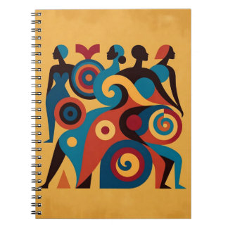 Abstracte Afrikaanse Vrouwen Geometrische Kunst Re Notitieboek