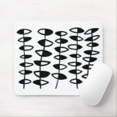 Abstracte afwisselende bladeren - zwart en wit muismat (Met muis)