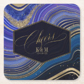 Abstracte Agaat bruiloft gejuich V1 Midnight ID827 Kartonnen Onderzetters (Voorkant)