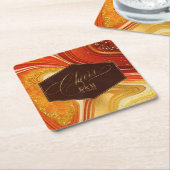 Abstracte Agaat bruiloft Proost V1 Hot Sinaasappel Kartonnen Onderzetters (Schuin)