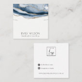 Abstracte Agate Blue Gold Ketting Band Sjabloon Vierkante Visitekaartje (Voorkant / Achterkant)