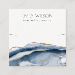 Abstracte Agate Blue Gold Ketting Band Sjabloon Vierkante Visitekaartje