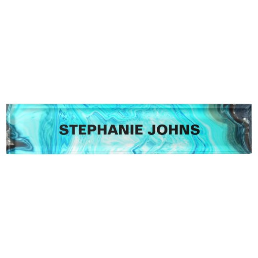 Abstracte Agate Gemstone Geode Aangepaste naam Art Naambordje (Voorkant)
