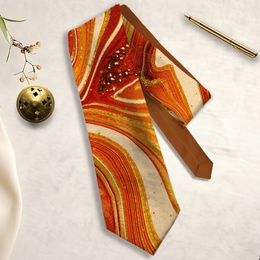 Abstracte Agate Hot Sinaasappel ID827 Stropdas