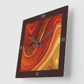 Abstracte Agate Hot Sinaasappel ID827 Vierkante Klok (Hoek)