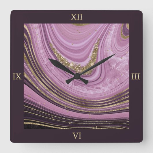 Abstracte Agate Mauve ID827 Vierkante Klok (Voorkant)