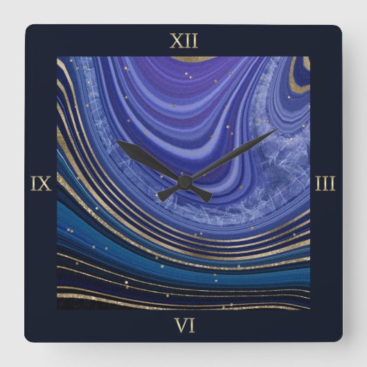 Abstracte Agate Midnight ID827 Vierkante Klok (Voorkant)