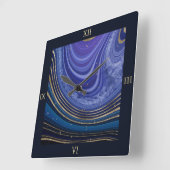 Abstracte Agate Midnight ID827 Vierkante Klok (Hoek)