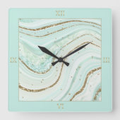 Abstracte Agate Mint. ID827 Vierkante Klok (Voorkant)