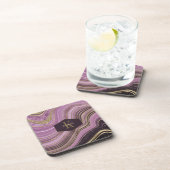 Abstracte Agate Monogram Mauve ID827 Bier Onderzetter (Rechterzijde)