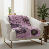 Abstracte Agate Monogram Mauve ID827 Fleece Deken