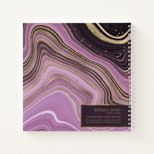 Abstracte Agate Monogram Mauve ID827 Notitieboek (Achterkant)