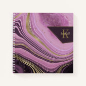 Abstracte Agate Monogram Mauve ID827 Notitieboek (Voorkant)