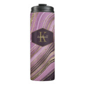 Abstracte Agate Monogram Mauve ID827 Thermosbeker (Voorkant)
