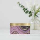 Abstracte Agate Monogram Mauve ID827 Visitekaartje (Staand voorkant)