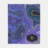 Abstracte Agate Monogram Midnight ID827 Fleece Deken (Voorkant)