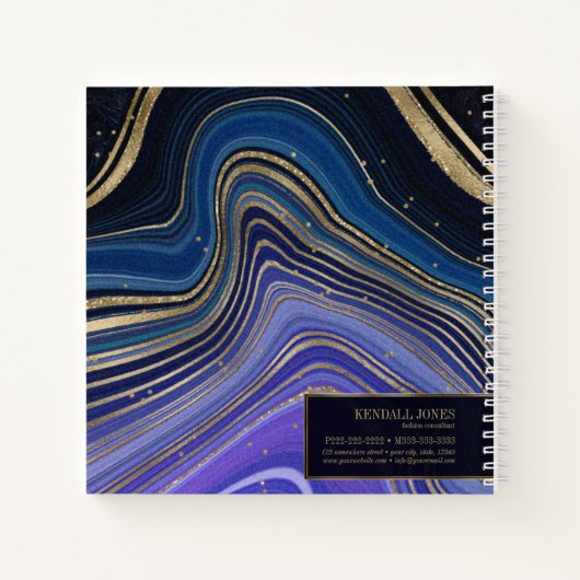 Abstracte Agate Monogram Midnight ID827 Notitieboek (Achterkant)