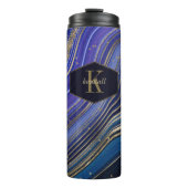 Abstracte Agate Monogram Midnight ID827 Thermosbeker (Voorkant)