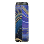 Abstracte Agate Monogram Midnight ID827 Thermosbeker (Achterkant)