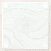 Abstracte Agate Monogram Mint ID827 Glazen Onderzetter (Achterkant)