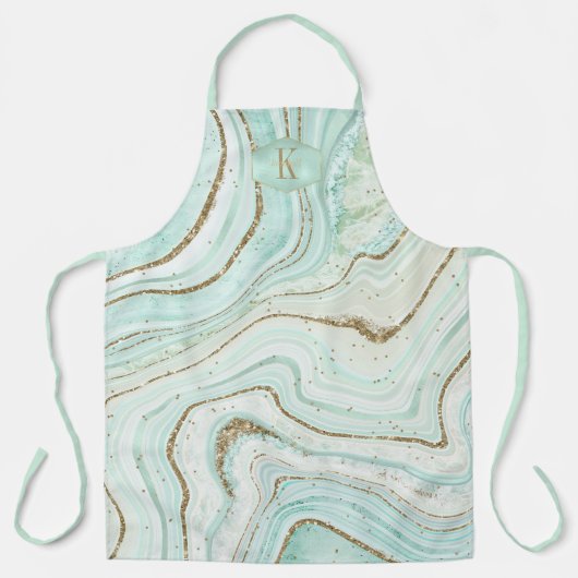 Abstracte Agate Monogram Mint ID827 Schort (Voorkant)