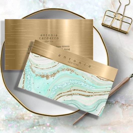 Abstracte Agate Monogram Mint ID827 Visitekaartje