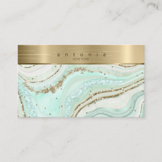 Abstracte Agate Monogram Mint ID827 Visitekaartje (Voorkant)