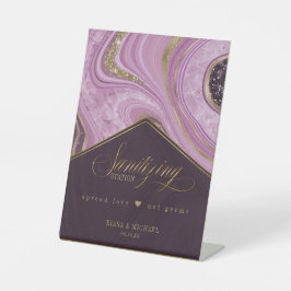 Abstracte Agate Sanitizing Station Mauve ID827 Reclamebord Met Voetstuk