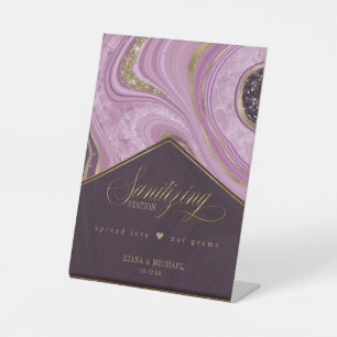 Abstracte Agate Sanitizing Station Mauve ID827 Reclamebord Met Voetstuk
