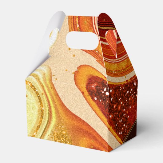 Abstracte Agate Wedding Bedankt Hot Sinaasappel ID Bedankdoosjes (Achterkant)