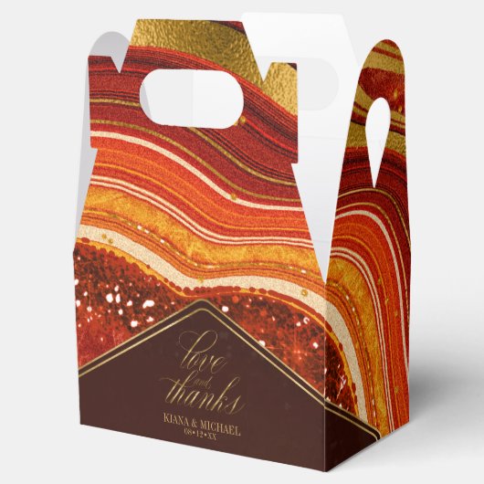 Abstracte Agate Wedding Bedankt Hot Sinaasappel ID Bedankdoosjes (Geopend)