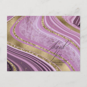 Abstracte Agate Wedding Bedankt Mauve ID827 Aankondigingskaart