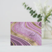 Abstracte Agate Wedding Bedankt Mauve ID827 Aankondigingskaart (Staand voorkant)