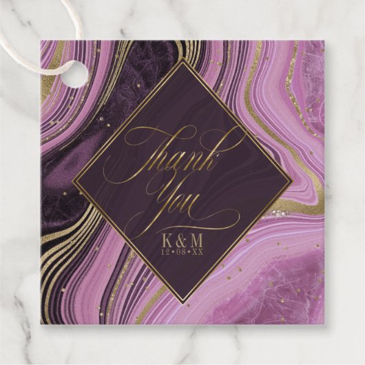 Abstracte Agate Wedding Bedankt Mauve ID827 Bedankjes Labels (Voorkant)