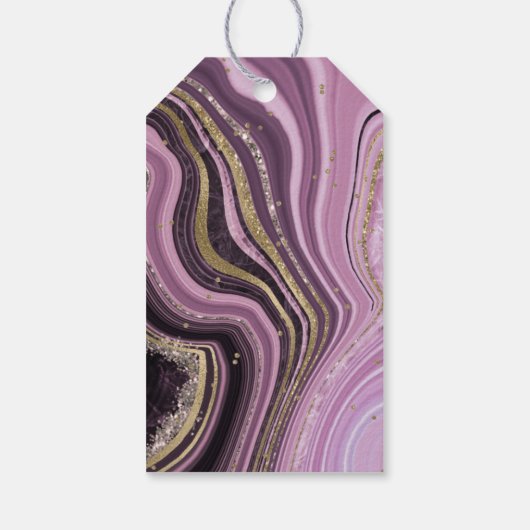 Abstracte Agate Wedding Bedankt Mauve ID827 Cadeaulabel (Achterkant)