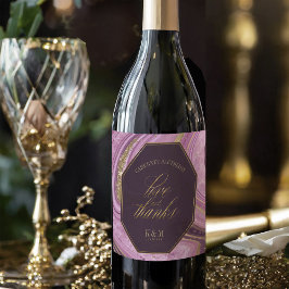 Abstracte Agate Wedding Bedankt Mauve ID827 Wijn Etiket