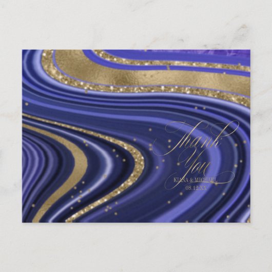 Abstracte Agate Wedding Bedankt Midnight ID827 Aankondigingskaart (Voorkant)